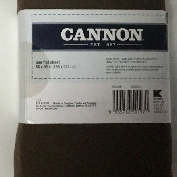NEW-Twin Flat Sheet by Cannon-Cocoa Brown - Picture 3 of 3